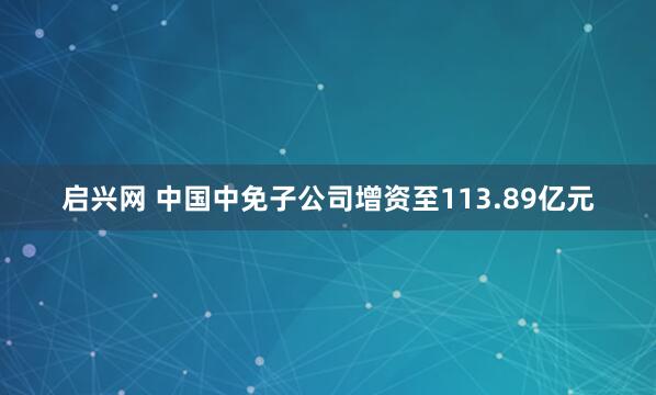 启兴网 中国中免子公司增资至113.89亿元