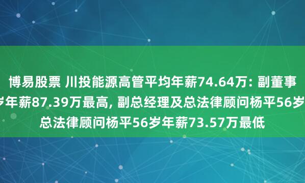 博易股票 川投能源高管平均年薪74.64万: 副董事长及董事杨洪62岁年薪87.39万最高, 副总经理及总法律顾问杨平56岁年薪73.57万最低